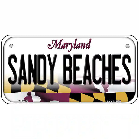 Sandy Beaches Maryland Metal Novelty License Plate 6" x 3" (BP)