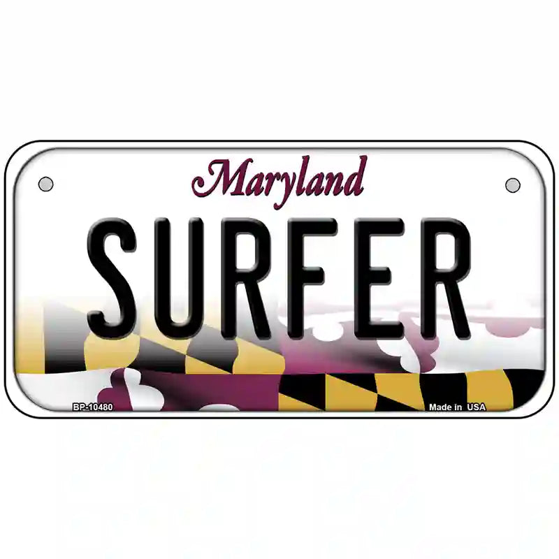 Surfer Maryland Metal Novelty License Plate 6" x 3" (BP)