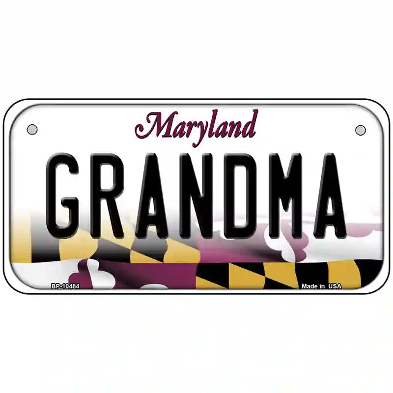 Grandma Maryland Metal Novelty License Plate 6" x 3" (BP)