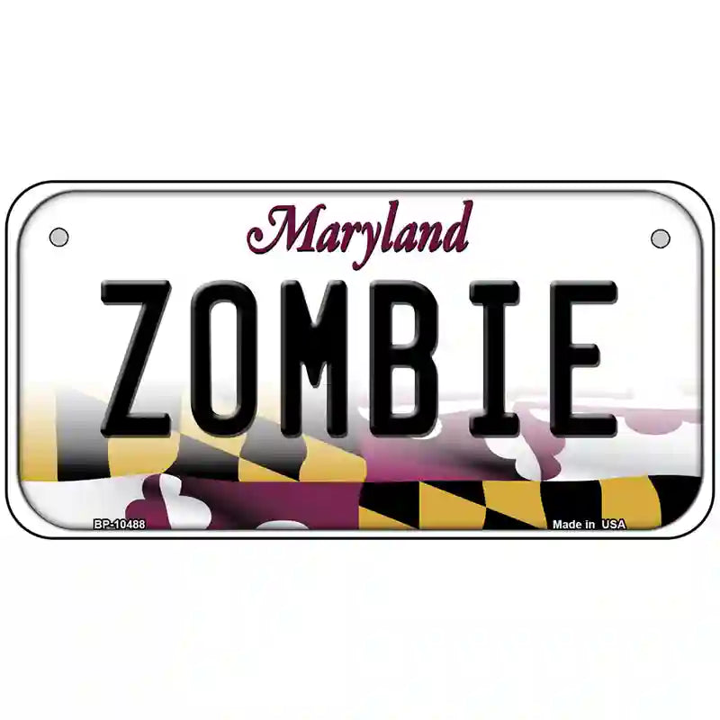 Zombie Maryland Metal Novelty License Plate 6" x 3" (BP)