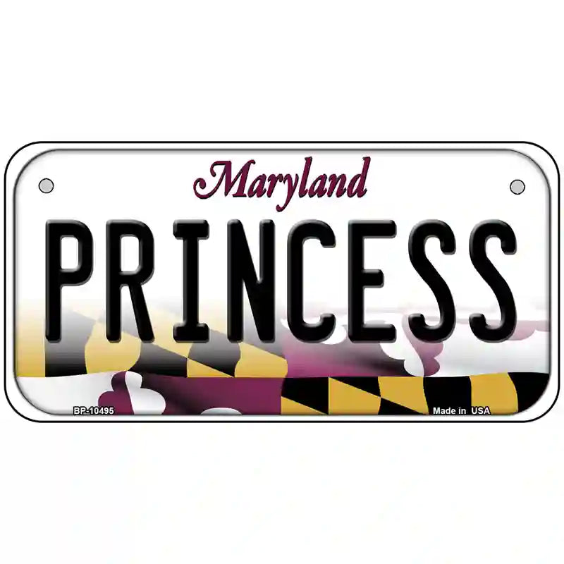 Princess Maryland Metal Novelty License Plate 6" x 3" (BP)