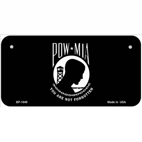 POW MIA Black Flag Novelty Metal License Plate 6" x 3" (BP)