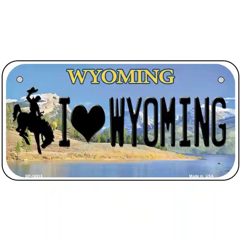 I Love Wyoming Metal Novelty License Plate 6" x 3" (BP)