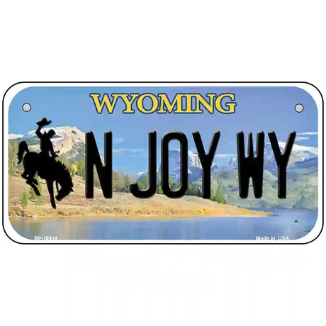 N Joy WY Wyoming Metal Novelty License Plate 6" x 3" (BP)