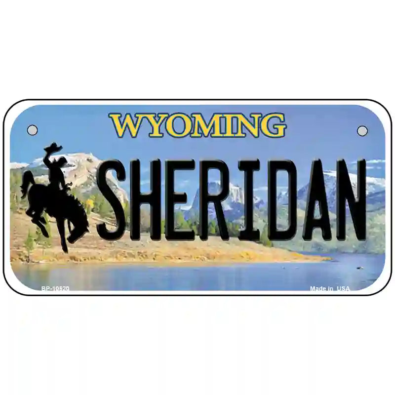 Sheridan Wyoming Metal Novelty License Plate 6" x 3" (BP)