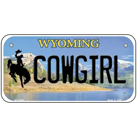 Cowgirl Wyoming Metal Novelty License Plate 6" x 3" (BP)