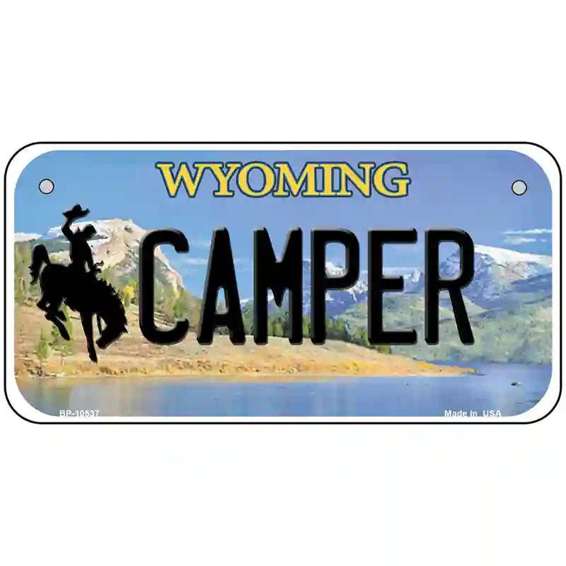 Camper Wyoming Metal Novelty License Plate 6" x 3" (BP)