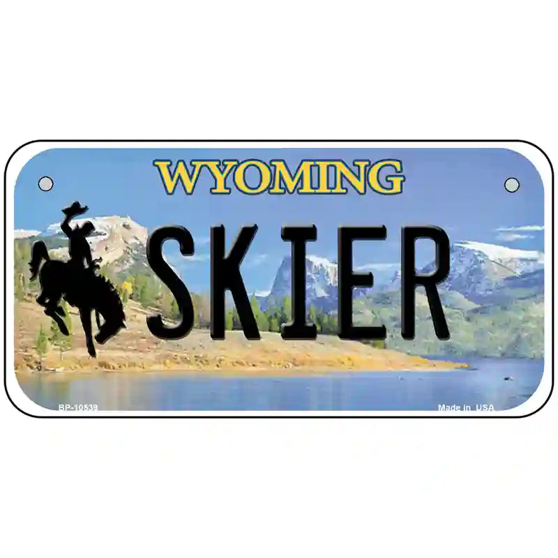 Skier Wyoming Metal Novelty License Plate 6" x 3" (BP)