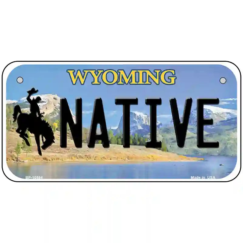 Native Wyoming Metal Novelty License Plate 6" x 3" (BP)