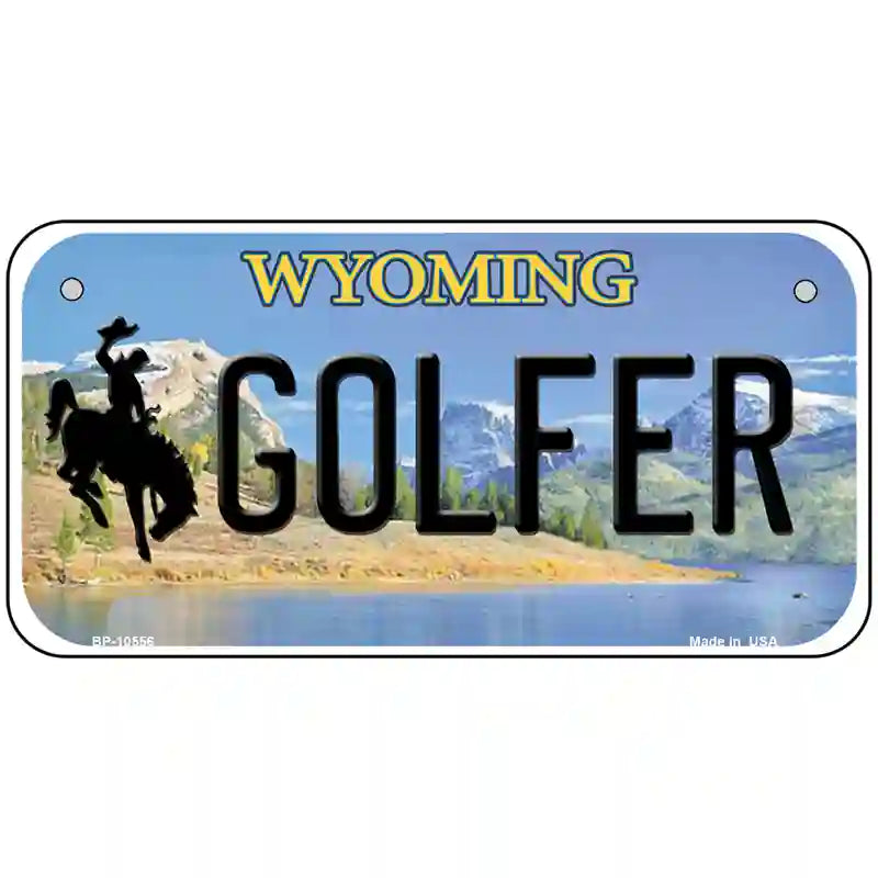 Golfer Wyoming Metal Novelty License Plate 6" x 3" (BP)