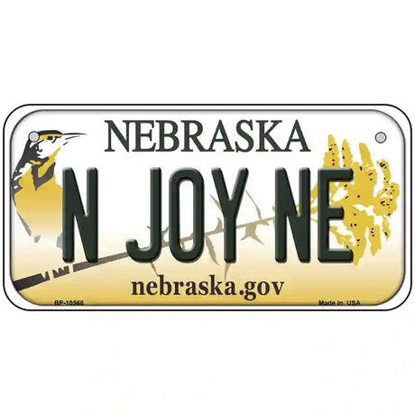 N Joy NE Nebraska Metal Novelty License Plate 6" x 3" (BP)