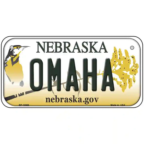 Omaha Nebraska Metal Novelty License Plate 6" x 3" (BP)