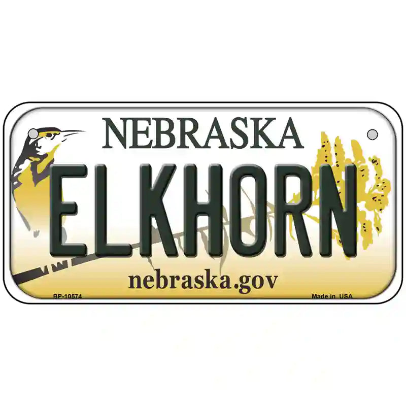 Elkhorn Nebraska Metal Novelty License Plate 6" x 3" (BP)