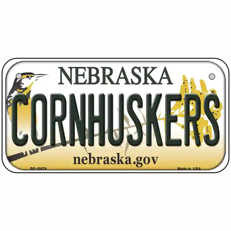 Cornhuskers Nebraska Metal Novelty License Plate 6" x 3" (BP)