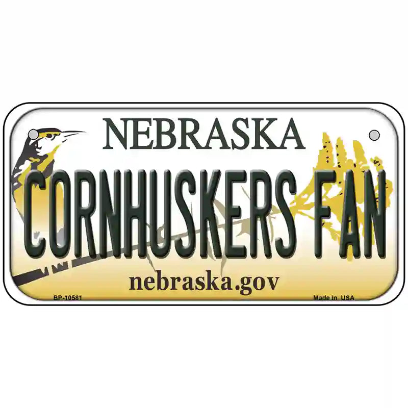 Cornhuskers Fan Nebraska Metal Novelty License Plate 6" x 3" (BP)