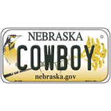 Cowboy Nebraska Metal Novelty License Plate 6" x 3" (BP)