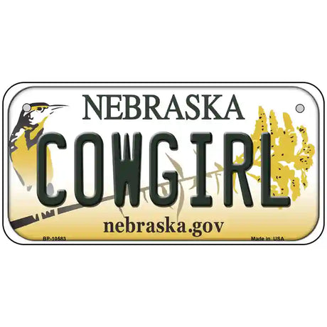 Cowgirl Nebraska Metal Novelty License Plate 6" x 3" (BP)