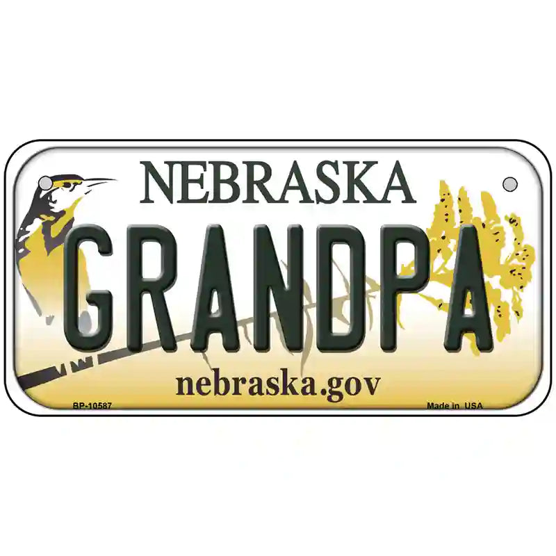 Grandpa Nebraska Metal Novelty License Plate 6" x 3" (BP)