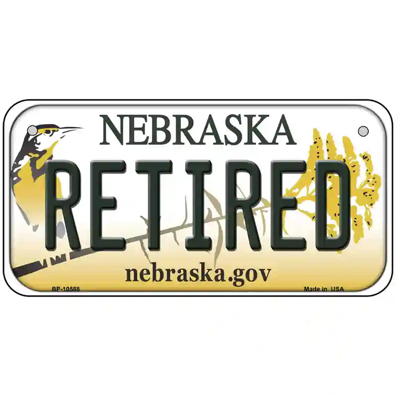 Retired Nebraska Metal Novelty License Plate 6" x 3" (BP)