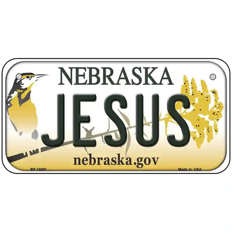 Jesus Nebraska Metal Novelty License Plate 6" x 3" (BP)