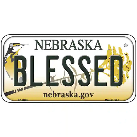 Blessed Nebraska Metal Novelty License Plate 6" x 3" (BP)