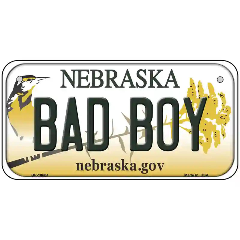 Bad Boy Nebraska Metal Novelty License Plate 6" x 3" (BP)