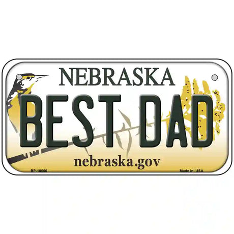 Best Dad Nebraska Metal Novelty License Plate 6" x 3" (BP)