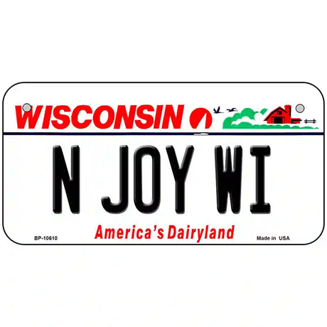 N Joy WI Wisconsin Metal Novelty License Plate 6" x 3" (BP)