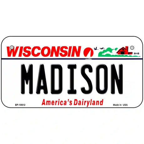 Madison Wisconsin Metal Novelty License Plate 6" x 3" (BP)