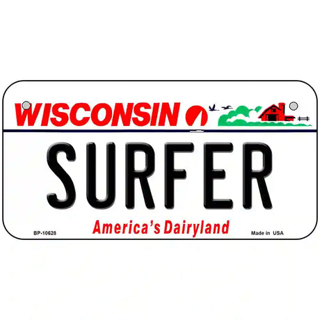 Surfer Wisconsin Metal Novelty License Plate 6" x 3" (BP)