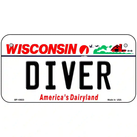 Diver Wisconsin Metal Novelty License Plate 6" x 3" (BP)