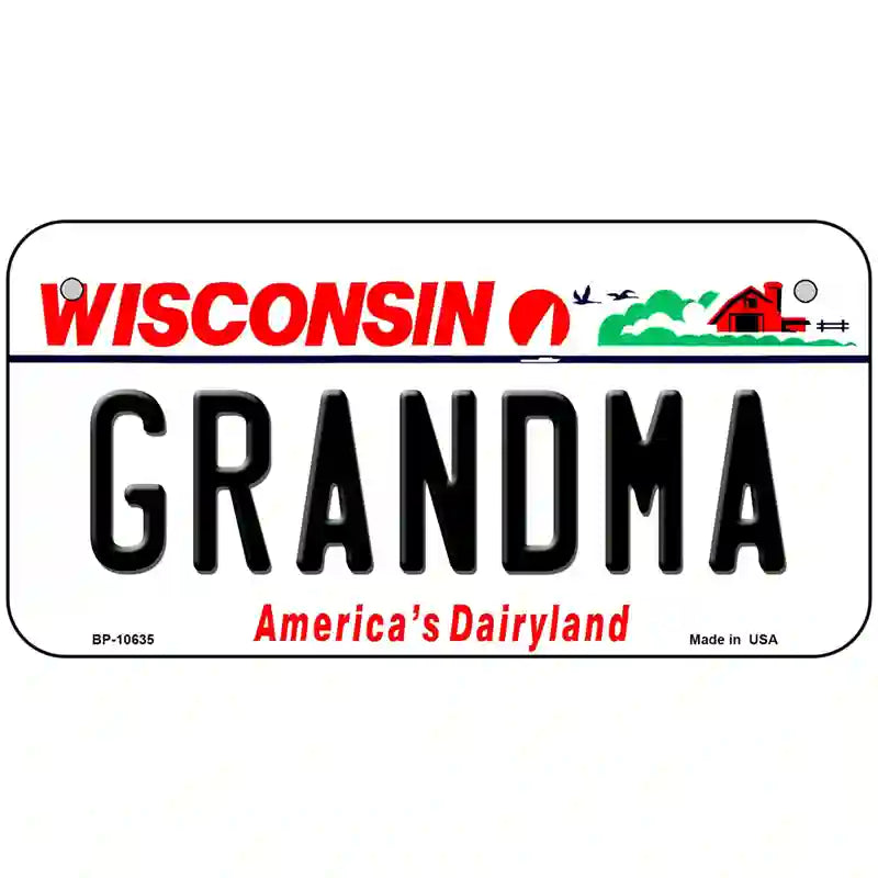 Grandma Wisconsin Metal Novelty License Plate 6" x 3" (BP)