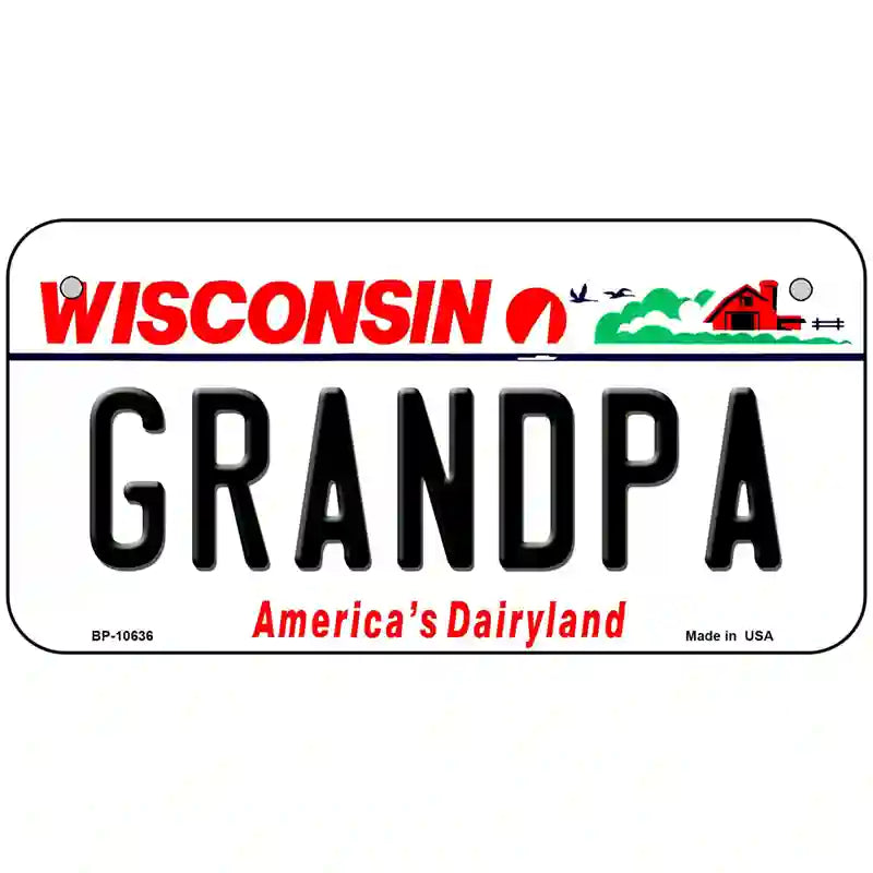 Grandpa Wisconsin Metal Novelty License Plate 6" x 3" (BP)