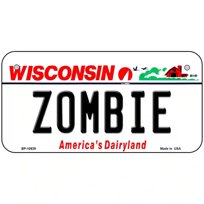 Zombie Wisconsin Metal Novelty License Plate 6" x 3" (BP)