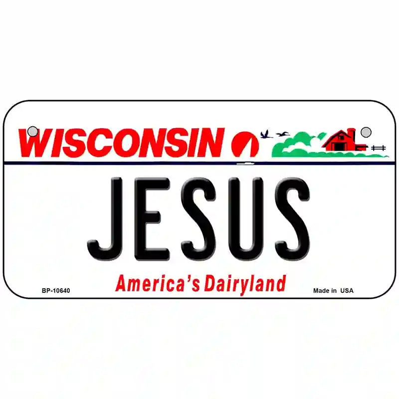 Jesus Wisconsin Metal Novelty License Plate 6" x 3" (BP)