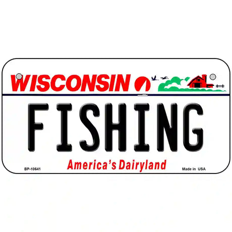 Fishing Wisconsin Metal Novelty License Plate 6" x 3" (BP)