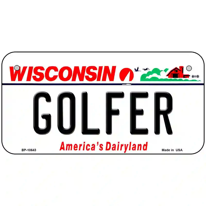 Golfer Wisconsin Metal Novelty License Plate 6" x 3" (BP)