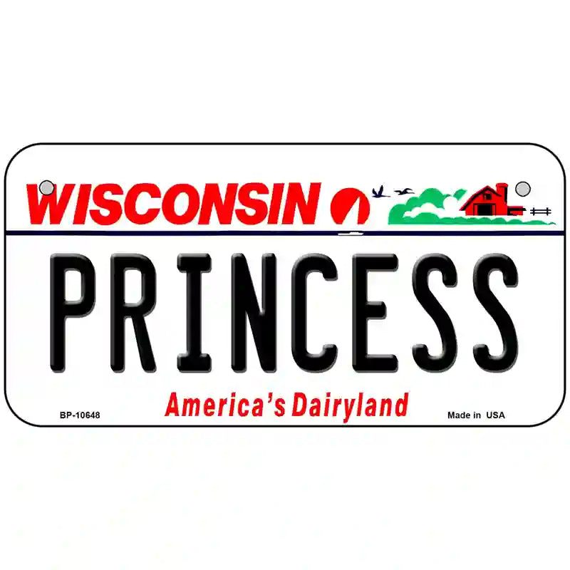 Princess Wisconsin Metal Novelty License Plate 6" x 3" (BP)