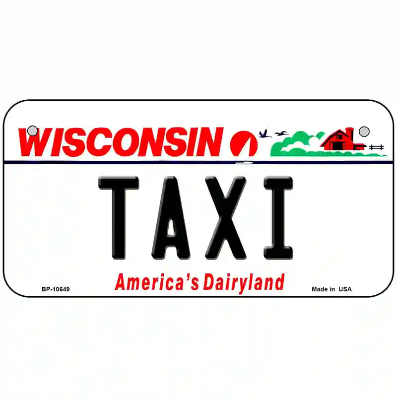 Taxi Wisconsin Metal Novelty License Plate 6" x 3" (BP)