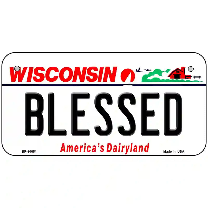 Blessed Wisconsin Metal Novelty License Plate 6" x 3" (BP)