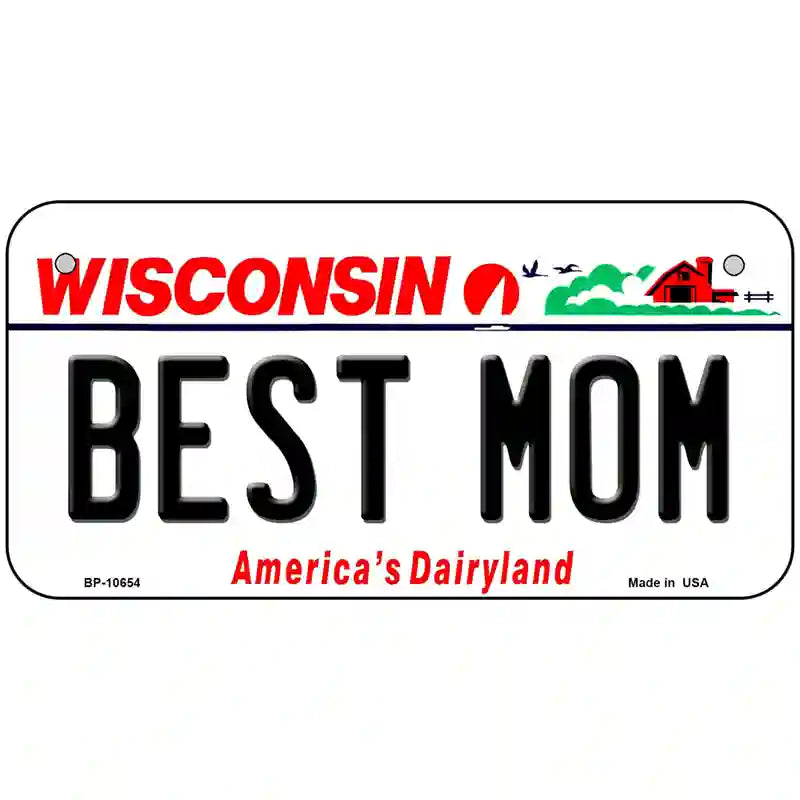 Best Mom Wisconsin Metal Novelty License Plate 6" x 3" (BP)