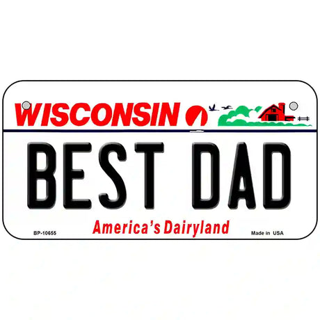 Best Dad Wisconsin Metal Novelty License Plate 6" x 3" (BP)