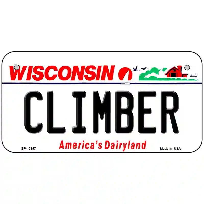 Climber Wisconsin Metal Novelty License Plate 6" x 3" (BP)