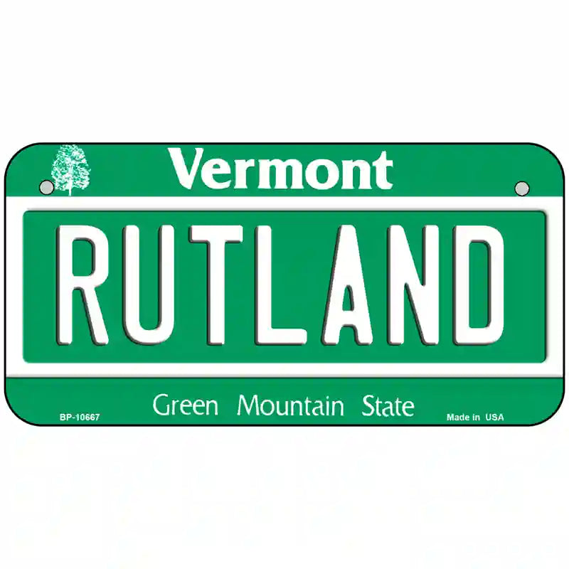 Rutland Vermont Metal Novelty License Plate 6" x 3" (BP)