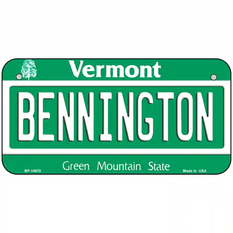 Bennington Vermont Metal Novelty License Plate 6" x 3" (BP)