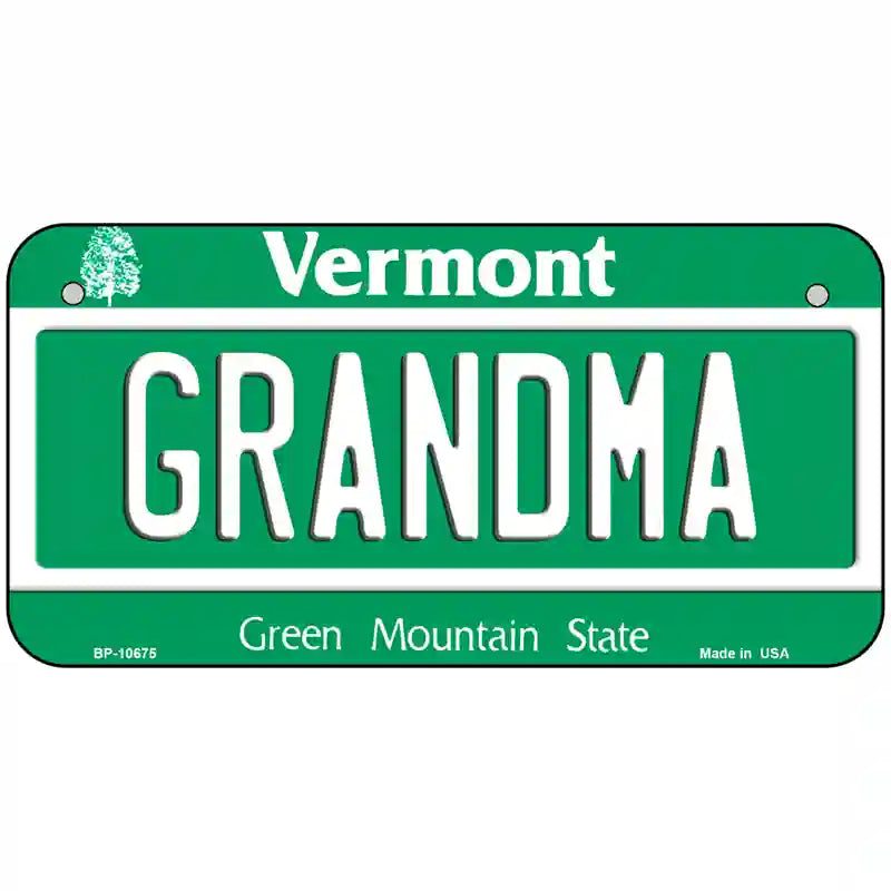 Grandma Vermont Metal Novelty License Plate 6" x 3" (BP)