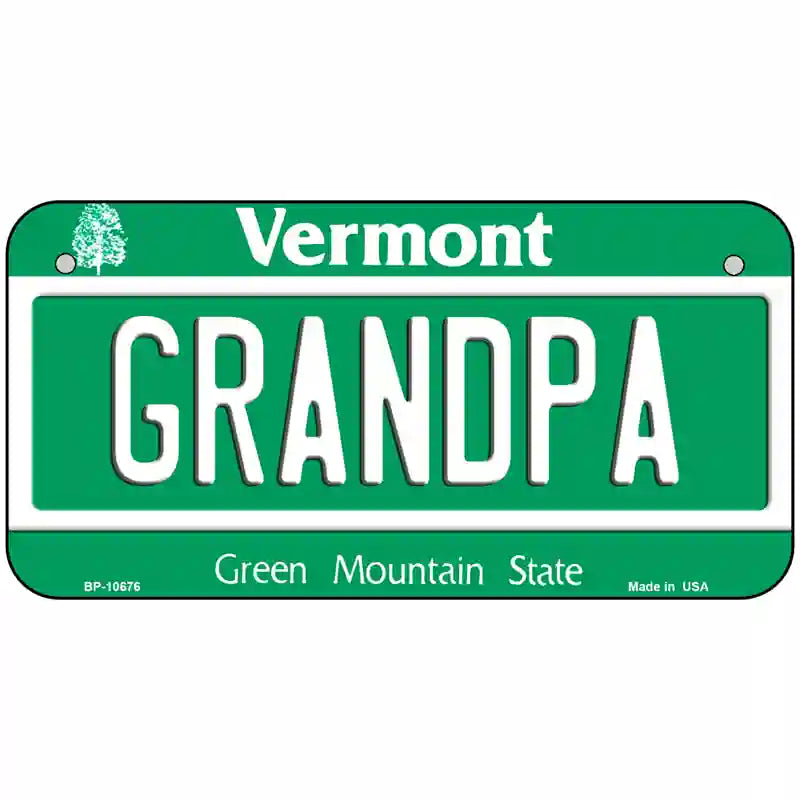 Grandpa Vermont Metal Novelty License Plate 6" x 3" (BP)