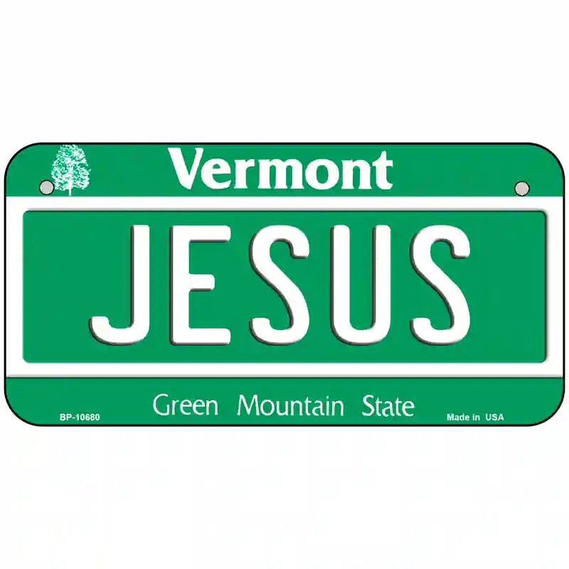 Jesus Vermont Metal Novelty License Plate 6" x 3" (BP)