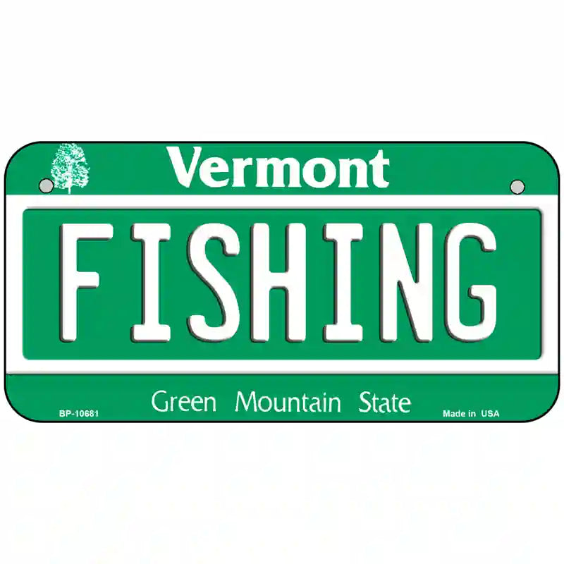 Fishing Vermont Metal Novelty License Plate 6" x 3" (BP)