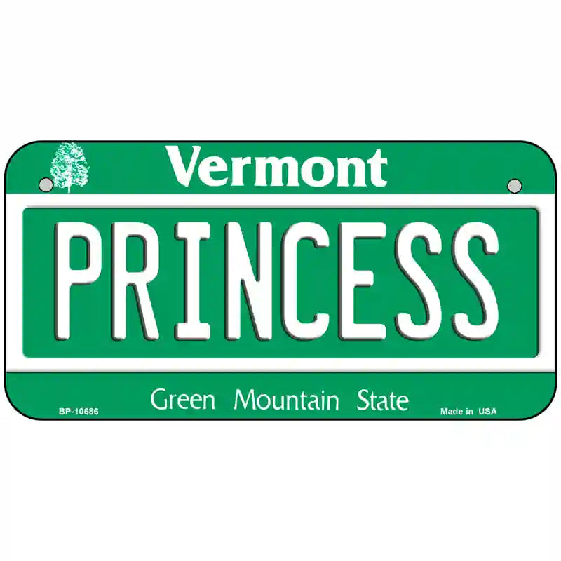 Princess Vermont Metal Novelty License Plate